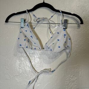 White Fox Swim Size Medium String Bikini Top Blue Rose Boutique Coastal Beach